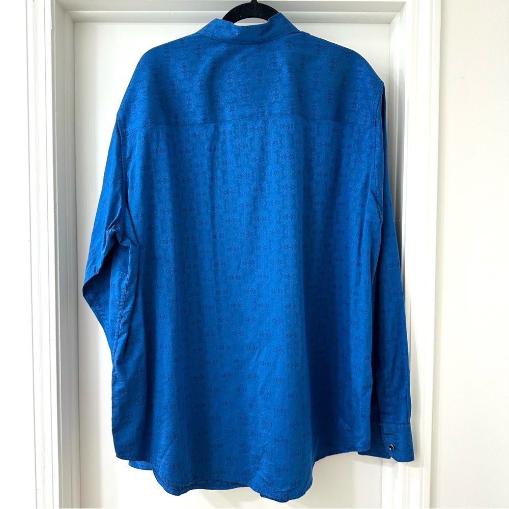 Robert Graham Cullen Blue Jacquard Flip Cuff Dress Shirt, NWOT, Size 1XLT - Picture 12 of 12